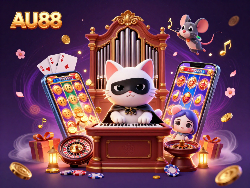 Experience the excitement at AU88 with this enchanting casino scene featuring dynamic characters and games.