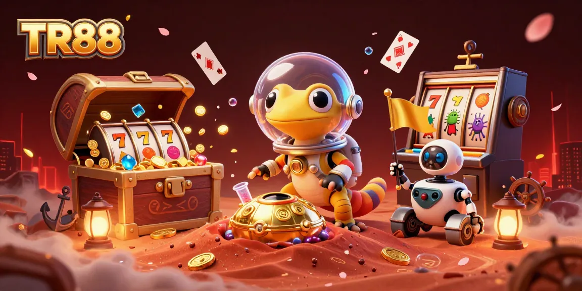 Engage in the thrilling TR88 casino adventure with vibrant characters and dynamic elements, showcasing gaming excitement.