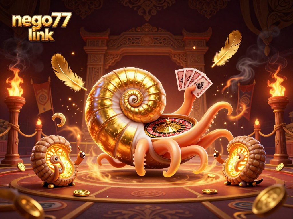 Engage with the excitement of the casino world through the nego77 link in this vibrant illustration.