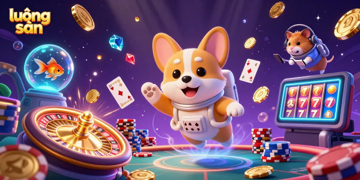 Experience lương sơn's captivating casino scene with a floating astronaut corgi and dynamic betting elements.