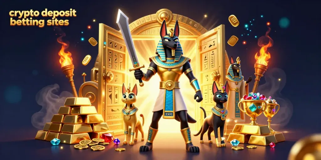 Experience thrilling gameplay at crypto deposit betting sites with our 3D Egyptian warrior scene.