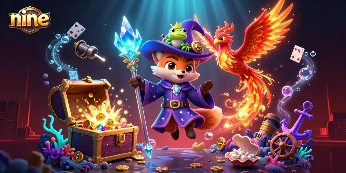 Engage in nine, a thrilling casino game, as wizards and phoenixes enliven the action.