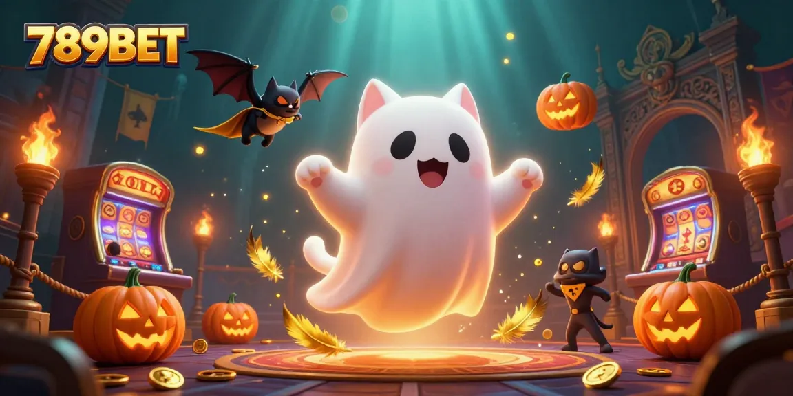 Win big with 789BET in a haunted casino world featuring ghost cat and vampire bat.
