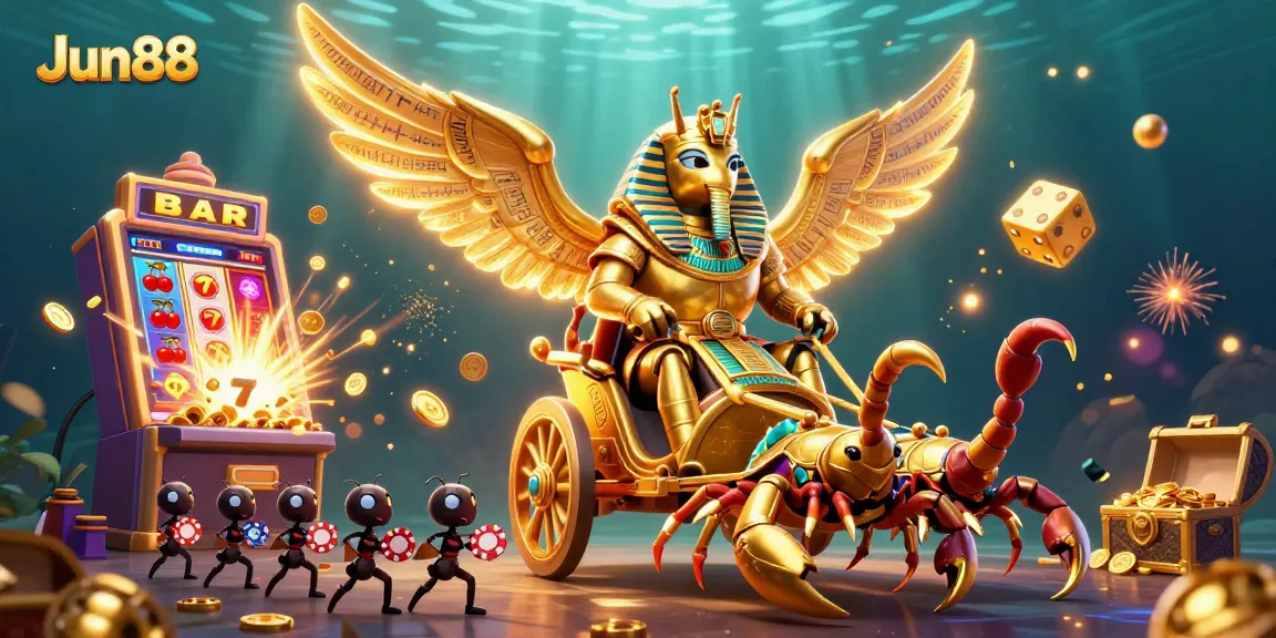 Experience thrilling wins with Jun88's vibrant casino action, featuring epic slot machines and iconic gaming elements.