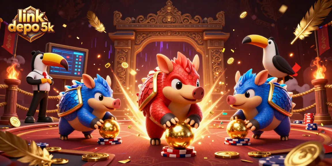 Experience link depo 5k excitement with pangolins competing in a vibrant casino setting.