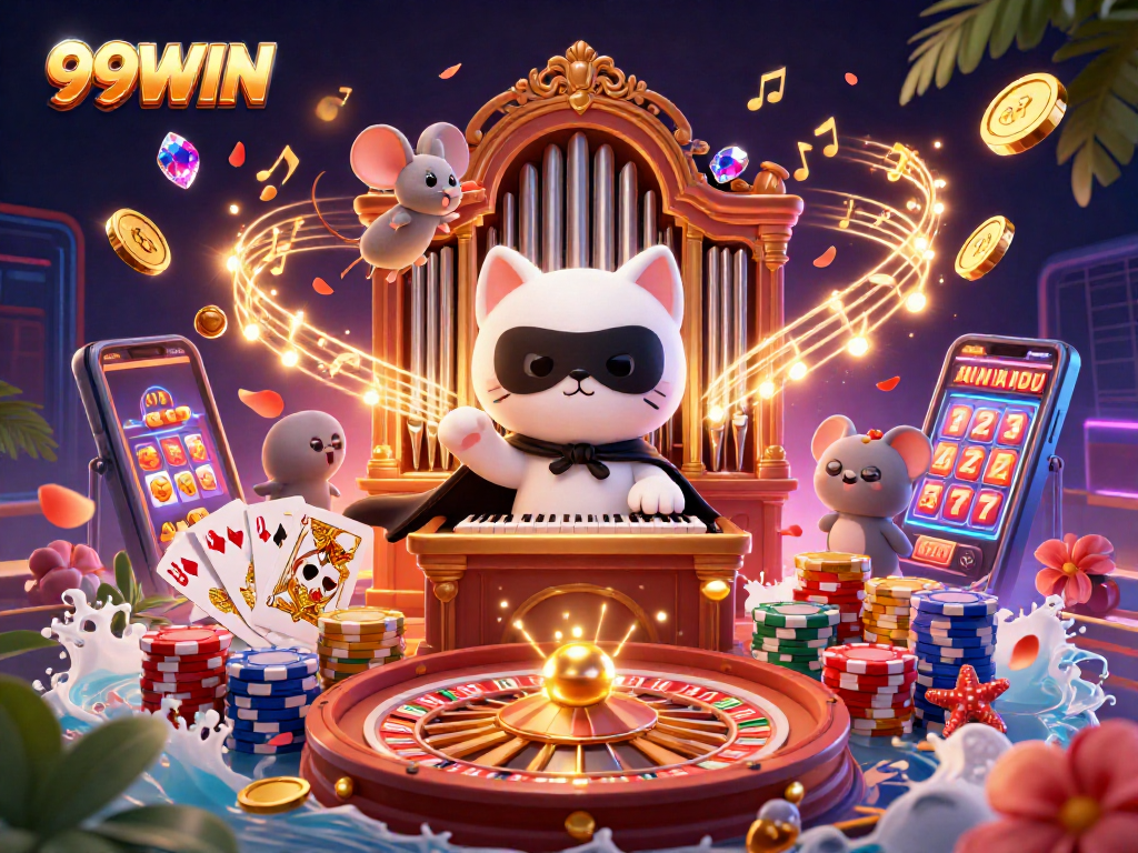 Experience thrilling gaming at 99WIN with captivating characters and vibrant casino elements.