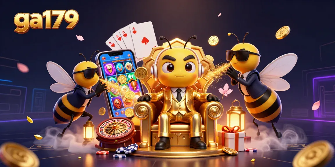 Experience thrilling gameplay with ga179, featuring a bustling casino scene filled with vibrant slot games and engaging characters.