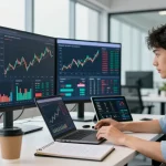 Financial analyst utilizing cutting-edge tools at dhankubera for market insights