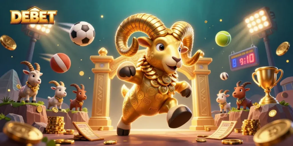 DEBET players engage with thrilling sports betting dynamics, illuminated by vibrant action elements
