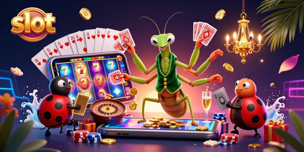 Menangkan perjudian slot sambil berinteraksi dengan karakter lucu dalam ilustrasi 3D.