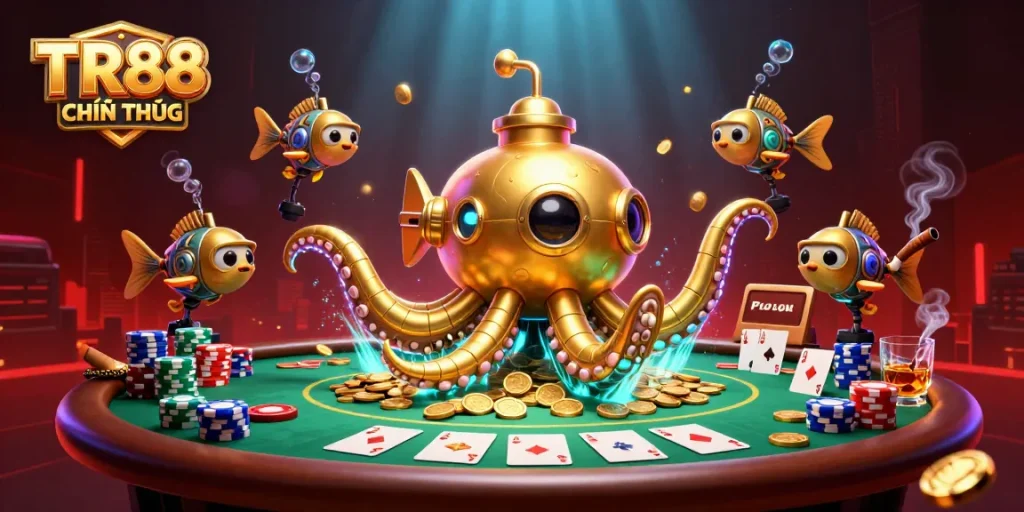 TR88 CHÍNH THỨC showcases a vibrant underwater casino scene with dynamic elements for a thrilling gaming experience.