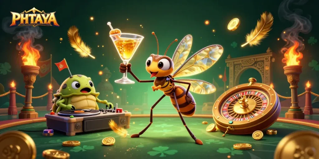 PHTAYA engages players with a captivating casino scene featuring immersive characters and dynamic gaming elements.